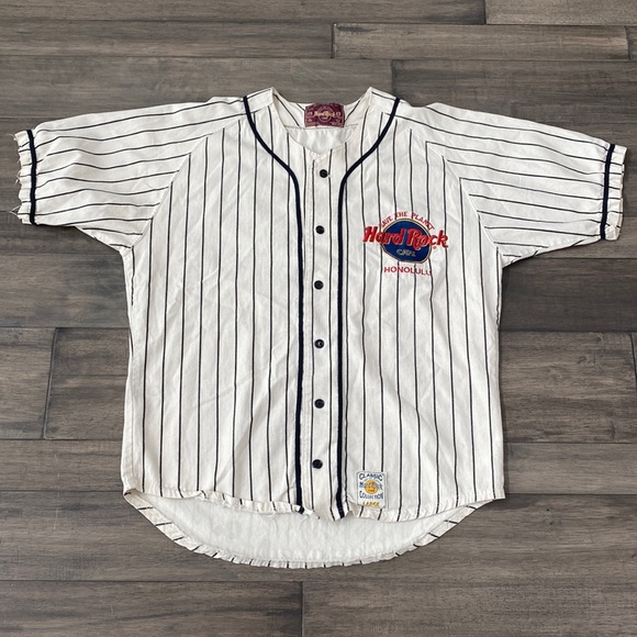 Vintage‎ Hard Rock Cafe Honolulu Classic Collection Pinstripe Baseball Jersey